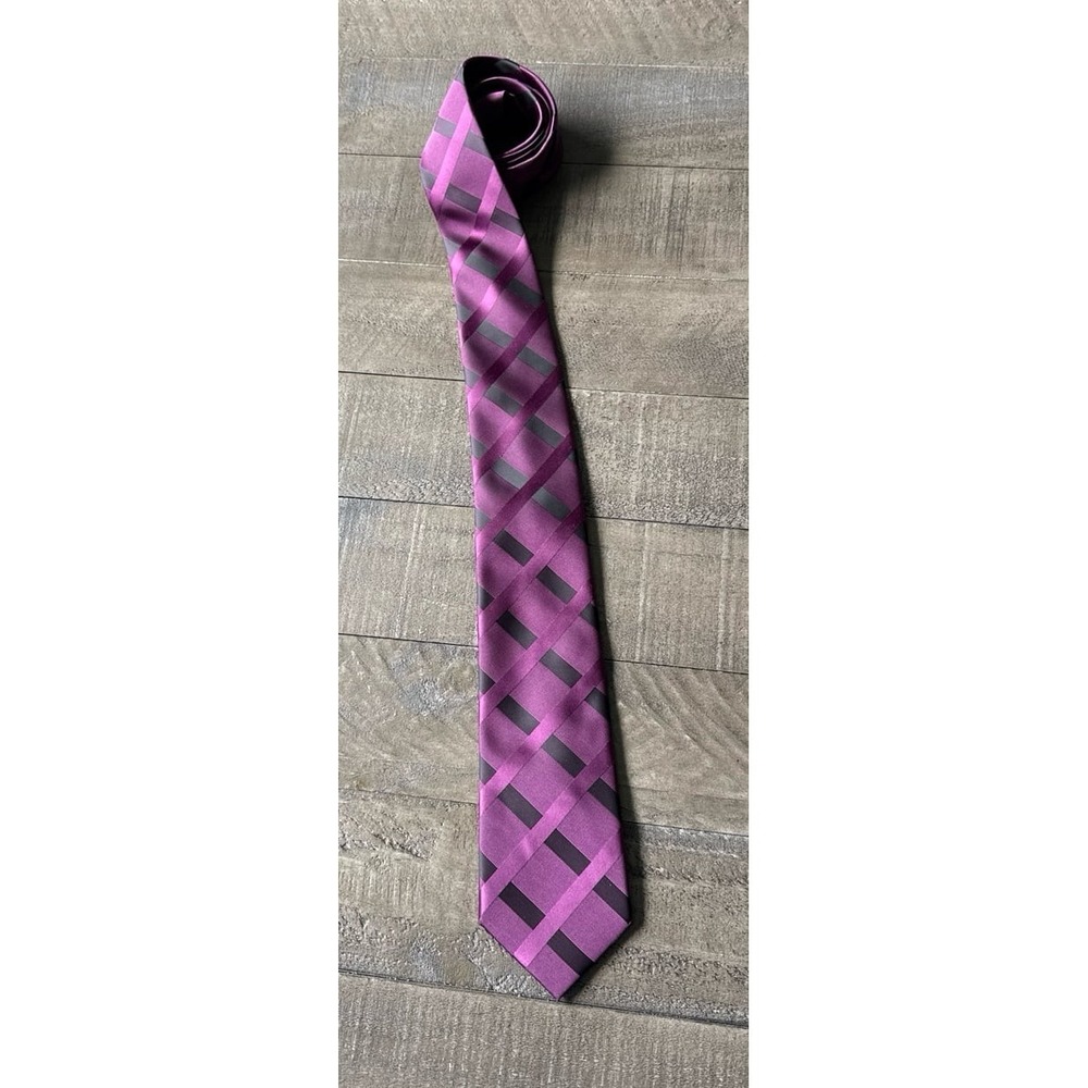 Alfani purple dark purple geometric pattern necktie